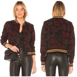 Sanctuary Red Black Floral Bomber Jacket